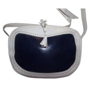 Bally Vintage Navy And White Leather Cross Body Bag